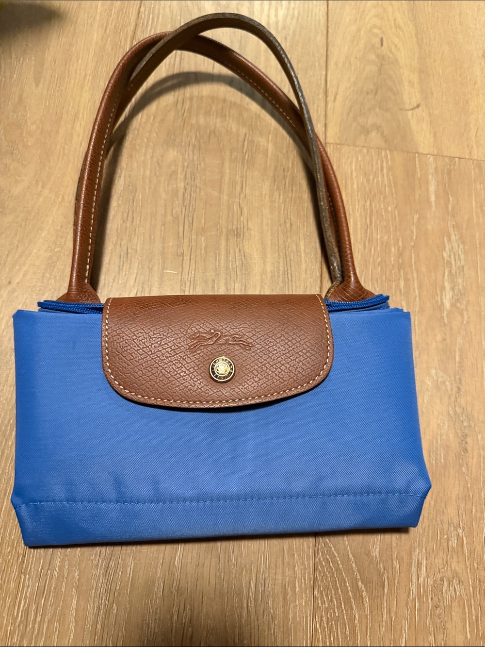 Longchamp Le pliage medium cobalt blue long straps tote shoulder - Picture 3 of 12